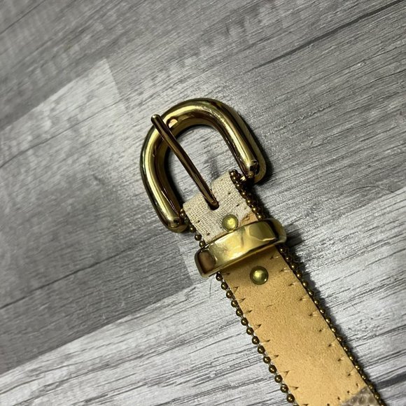 COLORBLOCK Neutral Tone Brown White Belt Medium - Picture 3 of 5